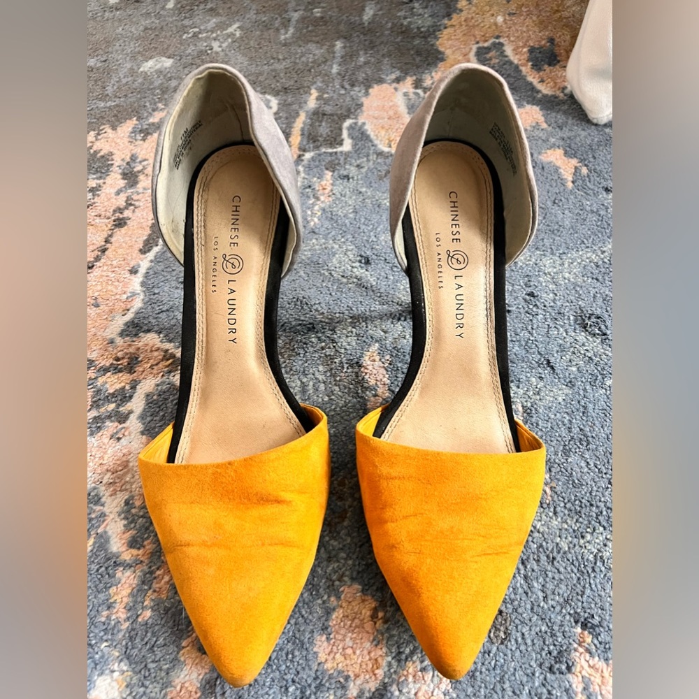 SOLD Chinese Laundry Yellow/Gray/Black Pointed Closed Toe Stiletto Heels